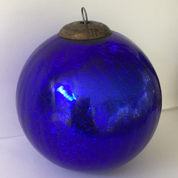 Extra Large 19” Kugel Cobalt Blue Glass Ornament - Picture 2 of 12